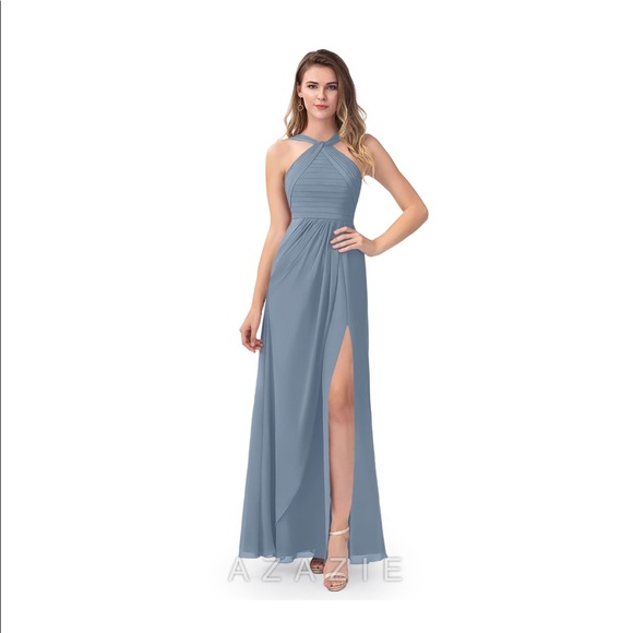 Azazie Mellie Dress - Dusty Blue - Picture 1 of 6